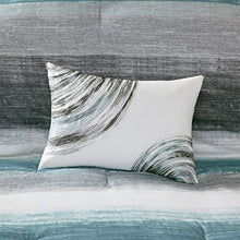 Load image into Gallery viewer, Madison Park Essentials Cozy Bed in a Bag Comforter, Vibrant Color Design All Season Down Alternative Cover with Complete Sheet Set, Queen(90"x90"), Stripe Aqua
