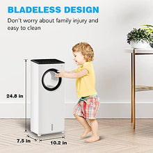 Load image into Gallery viewer, 3-1 Evaporative Air Cooler Bladeless Fan w/Cooling &amp; Humidification Function with Remote Control 4 Modes and 3 Wind Speed 45°Oscillation with 1 Gallon Water Tank for Bedroom Living Rooms Office
