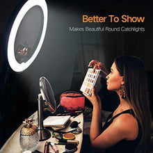 Load image into Gallery viewer, Ring Light with Wireless Remote and iPad Holder, Pixel 19" Bi-Color LCD Display Ring Light with Stand and Selfie Remote, 55W 3000-5800K CRI≥97 Light Ring for Live Stream Self-Portrait Video Shooting
