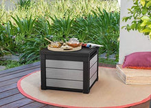 Load image into Gallery viewer, KETER Denali 30 Gallon Resin Deck Box for Patio Furniture, Pool Accessories, and Storage for Outdoor Toys, Grey/Black
