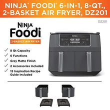 Load image into Gallery viewer, Ninja DZ201 Foodi 6-in-1 2-Basket Air Fryer with DualZone Technology, 8-Quart Capacity, and a Dark Grey Stainless Finish
