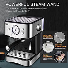 Load image into Gallery viewer, Gevi Espresso Machines 15 Bar with Milk Frother Wand Expresso Coffee Machine for Cappuccino, Latte, Mocha, Machiato, 1.5L Removable Water Tank, Double Temperature Control System, 1100W, Black
