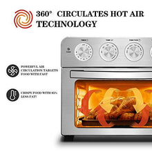 Load image into Gallery viewer, Geek Chef Air Fryer Toaster Oven, 6 Slice 24QT Convection Airfryer Countertop Oven, Roast, Bake, Broil, Reheat, Fry Oil-Free, Cooking Accessories Included, Stainless Steel, Silver, 1700W
