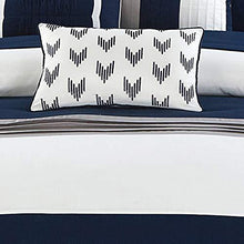 Load image into Gallery viewer, Chic Home Ayelet 10 Piece Comforter Set Color Block Ruffled Bag Bedding, Queen, Navy

