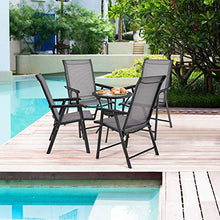 Load image into Gallery viewer, Giantex Set of 4 Patio Dining Chairs, Outdoor Chairs, Portable Folding Chairs for Camping Pool Beach Deck, Lawn Chair with Armrest, 4-Pack Patio Chairs, Metal Frame, Grey
