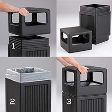 Load image into Gallery viewer, Safco Products Canmeleon Outdoor/Indoor Recessed Panel Trash Can 9476BL, Black, Decorative Fluted Panels, 38-Gallon Capacity
