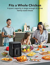Load image into Gallery viewer, TaoTronics Air Fryer, Max XL 6 Quart 1750W 11-in-1 Airfryer Oven with Basket &amp; Touch Panel, 11 Preset Menus 50 Recipes Cookbook for Roast, Preheat, Bake, Nonstick Easy Clean, Black
