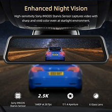 Load image into Gallery viewer, VanTop H610 10" 2.5K Mirror Dash Cam for Cars with Full Touch Screen, Waterproof Backup Camera Rear View Mirror Camera, Enhanced Night Vision with Sony Starvis Sensor, Parking Assistance
