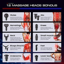 Load image into Gallery viewer, Massage Gun Deep Tissue,Muscle Massage Gun for Athlete with 12 Heads,Super Quiet Brushless Motor,Back Shoulder Leg Facial Gun,Handheld Percussion Massage Gun for Pain Relief(Carbon Fiber)
