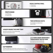 Load image into Gallery viewer, Espresso Machine 15 Bar Coffee Maker Espresso with Milk Frother Wand for Cappuccino, Latte, Mocha, Machiato, For Home Barista, 1100W, Black
