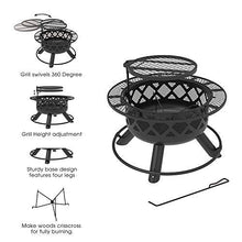 Load image into Gallery viewer, BALI OUTDOORS Wood Burning Fire Pit Backyard with Cooking Grill, 32in, Black, 24in
