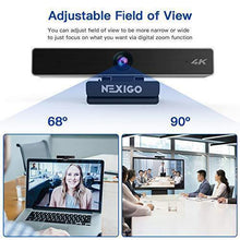 Load image into Gallery viewer, 4K Webcam with 5X Digital Zoom, 2021 NexiGo N950 Pro Webcam with 8.5MP Sony Senor and Dual Stereo Microphone, Light Correction for Zoom Skype MS Teams, Laptop MAC PC Desktop
