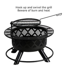 Load image into Gallery viewer, BALI OUTDOORS Wood Burning Fire Pit Backyard with Cooking Grill, 32in, Black, 24in

