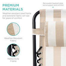 Load image into Gallery viewer, Best Choice Products Set of 2 Adjustable Steel Mesh Zero Gravity Lounge Chair Recliners w/Pillows and Cup Holder Trays, Tan Striped

