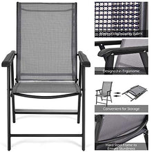 Load image into Gallery viewer, Giantex Set of 4 Patio Dining Chairs, Outdoor Chairs, Portable Folding Chairs for Camping Pool Beach Deck, Lawn Chair with Armrest, 4-Pack Patio Chairs, Metal Frame, Grey
