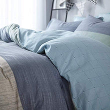 Load image into Gallery viewer, Geometric Duvet Cover Soft Cotton Blue Patchwork Modern Bedding Set with Zipper Ties Mint Green Duvet Cover Set Perfect for Him and Her, Luxury Quality Comfortable Easy Care-King Size
