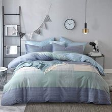 Load image into Gallery viewer, Geometric Duvet Cover Soft Cotton Blue Patchwork Modern Bedding Set with Zipper Ties Mint Green Duvet Cover Set Perfect for Him and Her, Luxury Quality Comfortable Easy Care-King Size

