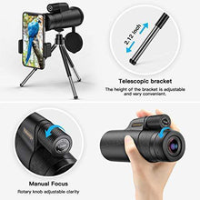 Load image into Gallery viewer, Monocular Telescope, 12x50 High Power HD Monocular for Bird Watching Adults with Smartphone Holder &amp; Tripod BAK4 Prism for Wildlife Hunting Camping Travelling Wildlife - 2020 Newest (1250, Black)
