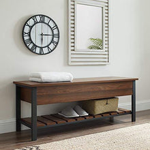 Load image into Gallery viewer, Walker Edison Julian Rustic Farmhouse Lift Top Entry Bench with Bottom Rack, 48 Inch - Walnut Brown
