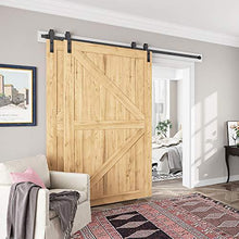 Load image into Gallery viewer, SMARTSMITH 8ft Bypass Barn Door Hardware Kit, Upgraded Bypass Sliding Door Hardware Track for Double Wooden Doors, J Shape Hanger Sliding Door Hardware Kit, Easy Install
