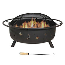 Load image into Gallery viewer, Sunnydaze Cosmic Outdoor Fire Pit - 42 Inch Large Bonfire Wood Burning Patio &amp; Backyard Firepit for Outside with Round Spark Screen, Fireplace Poker, and Metal Grate, Celestial Design
