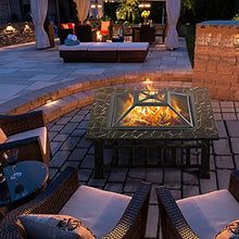 Load image into Gallery viewer, Yaheetech Outdoor Fire Pit 32in Steel Fire Pits Bonfire Firepit Patio BBQ Camping Bronze Outdoor Fireplace with Spark Screen, Mesh Cover Poker, Bronze
