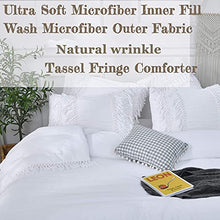 Load image into Gallery viewer, SexyTown- White Ruffle Tassel Comforter Set,Queen Boho Fringe Bedding with Pillow Shams 3PCS Ultra Soft and Fluffy (Queen(Comforter 90"×90")
