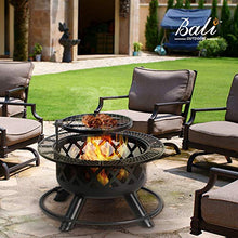 Load image into Gallery viewer, BALI OUTDOORS Wood Burning Fire Pit Backyard with Cooking Grill, 32in, Black, 24in
