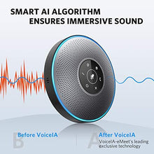 Load image into Gallery viewer, Bluetooth Speakerphone - eMeet M2 Gray Conference Speaker w/Dongle, Idea for Home Office 360º Voice Pickup 4 AI Echo &amp; Noise Canceling Microphones, Skype USB Speakerphone AUX in/Out for up to 8 People
