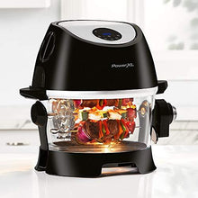 Load image into Gallery viewer, PowerXL Turbo Air Fryer, XL Large Capacity with Glass Bowl, LED Digital Touchscreen; Rotisserie, Air Fry, Roast, Broil, Bake, Dehydrate, Recipe Book, 10-Quart, Black
