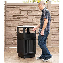 Load image into Gallery viewer, Safco Products Canmeleon Outdoor/Indoor Recessed Panel Trash Can 9476BL, Black, Decorative Fluted Panels, 38-Gallon Capacity
