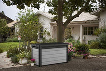 Load image into Gallery viewer, KETER Denali 100 Gallon Resin Large Deck Box-Organization and Storage for Patio Furniture, Outdoor Cushions, Garden Tools and Pool Toys, Grey/Black
