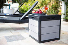 Load image into Gallery viewer, KETER Denali 30 Gallon Resin Deck Box for Patio Furniture, Pool Accessories, and Storage for Outdoor Toys, Grey/Black
