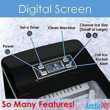 Load image into Gallery viewer, PORTABLE DIGITAL ICE MAKER MACHINE by Arctic-Pro with Ice Scoop, First Ice in 6-8 Minutes, 26 Pounds Daily, Great for Kitchens, Tailgating, Bars, Party, Small/Large Cubes, Black, 11.5x8.7x12.5 Inches

