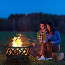 Load image into Gallery viewer, KINGSO 2-in-1 Outdoor Fire Pit with Cooking Grate 30" Heavy Duty Fire Pits Outdoor Wood Burning Steel BBQ Grill Firepit Bowl with Spark Screen Cover Log Grate Fire Poker for Backyard Bonfire Patio
