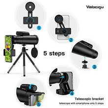 Load image into Gallery viewer, Monocular Telescope, 12x50 High Power HD Monocular for Bird Watching Adults with Smartphone Holder &amp; Tripod BAK4 Prism for Wildlife Hunting Camping Travelling Wildlife - 2020 Newest (1250, Black)
