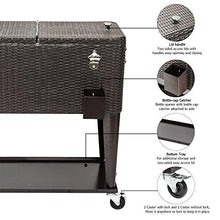 Load image into Gallery viewer, VINGLI 80 Quart Rolling Ice Chest on Wheels, Portable Patio Party Bar Drink Cooler Cart, Wicker PP Rattan with Shelf, Beverage Pool with Bottle Opener and Rolling Cover
