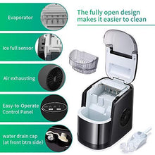 Load image into Gallery viewer, Kismile Counter top Ice Maker Machine with Self-Cleaning, 26LBS/24H Compact Automatic Ice Maker,9 Cubes Ready in 6-8 Minutes,Portable Ice Cube Maker, Perfect for Home/Kitchen/Office/Bar (Black)
