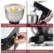Load image into Gallery viewer, Stand Mixer, Cusimax Dough Mixer Tilt-Head Electric Mixer with 5-Quart Stainless Steel Bowl, Dough Hook, Mixing Beater and Whisk, Splash Guard, Black Food Mixer
