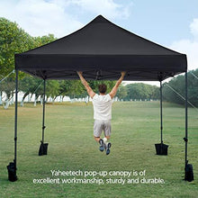 Load image into Gallery viewer, YAHEETECH 10x10 Pop up Canopy Tent - Heavy Duty Waterproof Adjustable Commercial Instant Canopy, Camping Canopy with Wheeled Bag, Canopy Sandbags x4, Tent Stakesx4 - Black
