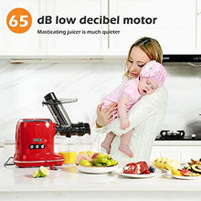 Load image into Gallery viewer, Juicer Machines, ORFELD Cold Press Juicer with 90% Juice Yield &amp; Purest Juice, Easy Cleaning &amp; Quiet Motor Masticating Juicer Machines for Vegetables and Fruits (Red)

