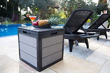 Load image into Gallery viewer, KETER Denali 30 Gallon Resin Deck Box for Patio Furniture, Pool Accessories, and Storage for Outdoor Toys, Grey/Black
