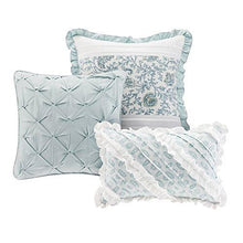 Load image into Gallery viewer, Madison Park Dawn Queen Size Bed Comforter Set Bed In A Bag - Dawn shabby Chic, Blue – 9 Pieces Bedding Sets – 100% Cotton Percale Bedroom Comforters

