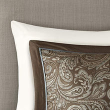 Load image into Gallery viewer, Madison Park Aubrey Duvet Cover King/Cal King Size - Blue, Brown , Paisley Jacquard Duvet Cover Set – 6 Piece – Ultra Soft Microfiber Light Weight Bed Comforter Covers
