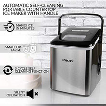 Load image into Gallery viewer, Igloo ICEB26HNSS Automatic Self-Cleaning Portable Electric Countertop Ice Maker Machine With Handle, 26 Pounds in 24 Hours, 9 Ice Cubes Ready in 7 minutes, With Ice Scoop and Basket, Stainless
