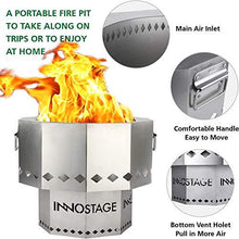 Load image into Gallery viewer, Patented Stainless Bonfire Fire Pit with Portable Carrying Storage Bag, Smoke-Free Firepit Bowl for Wood Pellet with Stand for Outdoor Campfire Flame or BBQ on Patio Garden Backyard - M
