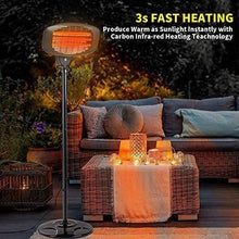 Load image into Gallery viewer, Electric Outdoor Patio Heater - 3 Power Levels Outdoor Heater for 650/1350W/2000W Infrared Carbon Tube Heater Overheat Protection &amp;Tip-Over Shut Off Home Freestanding Space Heater for Courtyard
