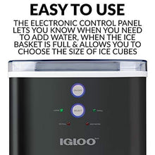 Load image into Gallery viewer, Igloo ICEB33BS Large-Capacity Automatic Portable Electric Countertop Ice Maker Machine, 33 Pounds in 24 Hours, 9 Ice Cubes Ready in 7 minutes, With Ice Scoop and Basket, Black Stainless Steel
