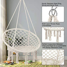 Load image into Gallery viewer, Y- STOP Hammock Chair Macrame Swing, Max 330 Lbs, Hanging Cotton Rope Hammock Swing Chair for Indoor and Outdoor Use (Beige)
