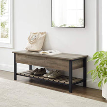 Load image into Gallery viewer, Walker Edison Julian Rustic Farmhouse Lift Top Entry Bench with Bottom Rack, 48 Inch - Grey
